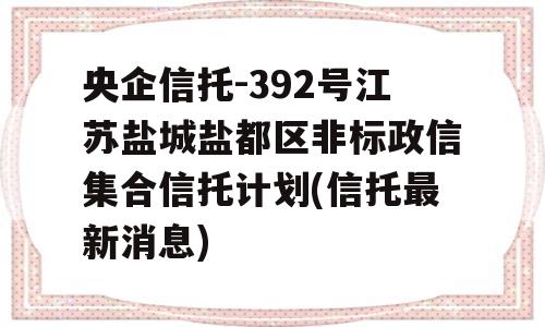 央企信托-392号江苏盐城盐都区非标政信集合信托计划(信托最新消息)