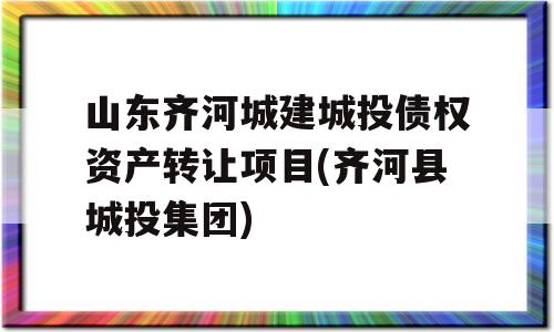 山东齐河城建城投债权资产转让项目(齐河县城投集团)