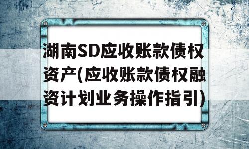 湖南SD应收账款债权资产(应收账款债权融资计划业务操作指引)