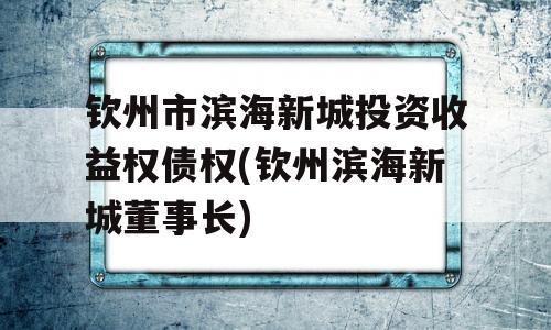 钦州市滨海新城投资收益权债权(钦州滨海新城董事长)