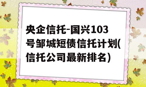 央企信托-国兴103号邹城短债信托计划(信托公司最新排名)