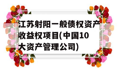 江苏射阳一般债权资产收益权项目(中国10大资产管理公司)