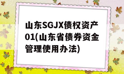 山东SGJX债权资产01(山东省债券资金管理使用办法)