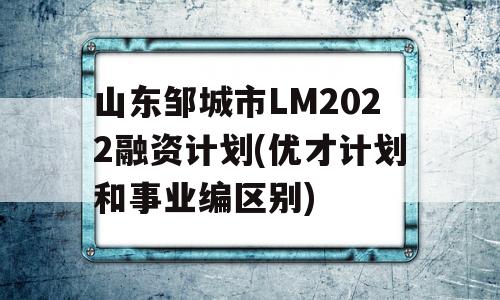 山东邹城市LM2022融资计划(优才计划和事业编区别)