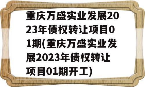 重庆万盛实业发展2023年债权转让项目01期(重庆万盛实业发展2023年债权转让项目01期开工)