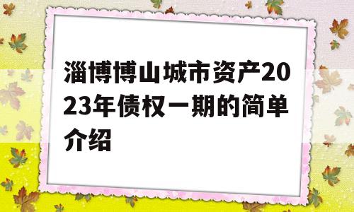 淄博博山城市资产2023年债权一期的简单介绍