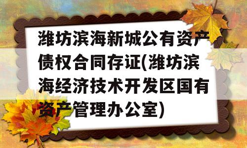 潍坊滨海新城公有资产债权合同存证(潍坊滨海经济技术开发区国有资产管理办公室)