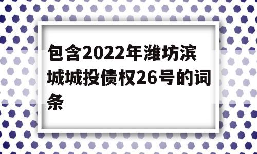 包含2022年潍坊滨城城投债权26号的词条