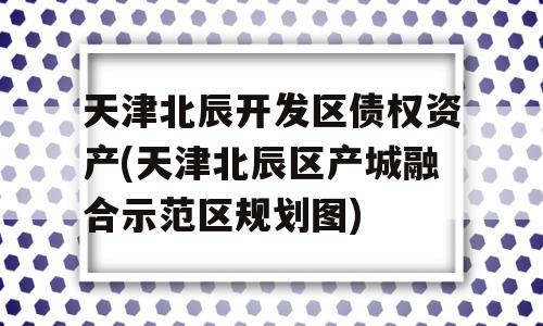 天津北辰开发区债权资产(天津北辰区产城融合示范区规划图)