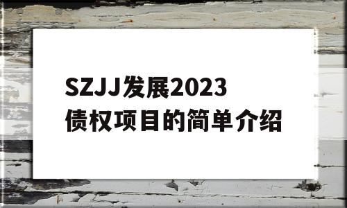 SZJJ发展2023债权项目的简单介绍