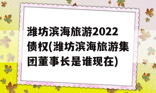 潍坊滨海旅游2022债权(潍坊滨海旅游集团董事长是谁现在)