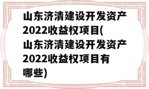 山东济清建设开发资产2022收益权项目(山东济清建设开发资产2022收益权项目有哪些)