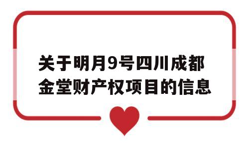 关于明月9号四川成都金堂财产权项目的信息