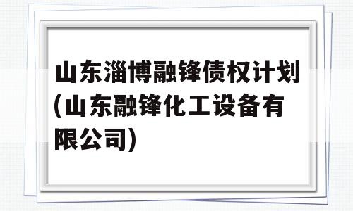 山东淄博融锋债权计划(山东融锋化工设备有限公司)