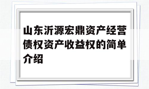 山东沂源宏鼎资产经营债权资产收益权的简单介绍