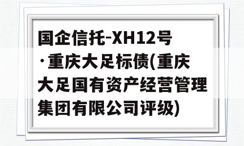 国企信托-XH12号·重庆大足标债(重庆大足国有资产经营管理集团有限公司评级)