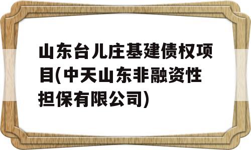 山东台儿庄基建债权项目(中天山东非融资性担保有限公司)