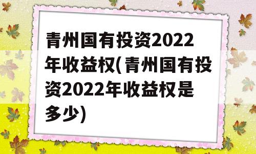 青州国有投资2022年收益权(青州国有投资2022年收益权是多少)