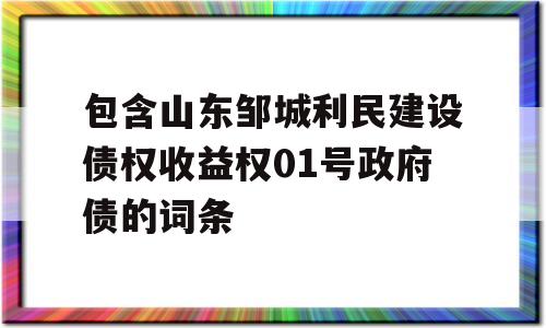 包含山东邹城利民建设债权收益权01号政府债的词条