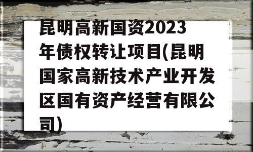 昆明高新国资2023年债权转让项目(昆明国家高新技术产业开发区国有资产经营有限公司)