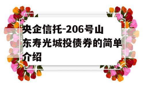 央企信托-206号山东寿光城投债券的简单介绍