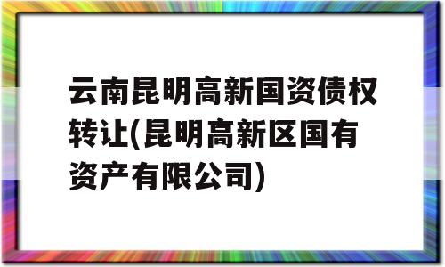 云南昆明高新国资债权转让(昆明高新区国有资产有限公司)