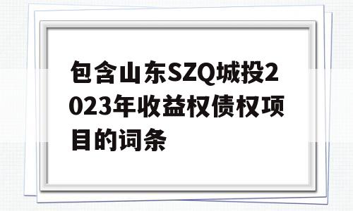 包含山东SZQ城投2023年收益权债权项目的词条