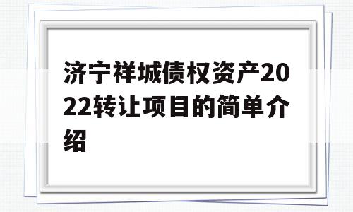 济宁祥城债权资产2022转让项目的简单介绍