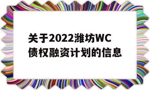 关于2022潍坊WC债权融资计划的信息