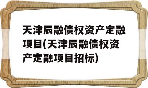 天津辰融债权资产定融项目(天津辰融债权资产定融项目招标)