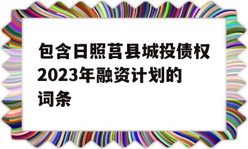 包含日照莒县城投债权2023年融资计划的词条