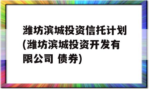 潍坊滨城投资信托计划(潍坊滨城投资开发有限公司 债券)