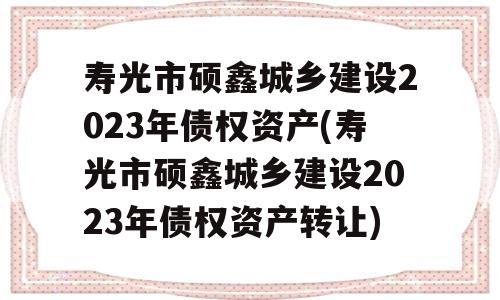 寿光市硕鑫城乡建设2023年债权资产(寿光市硕鑫城乡建设2023年债权资产转让)