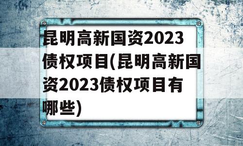 昆明高新国资2023债权项目(昆明高新国资2023债权项目有哪些)