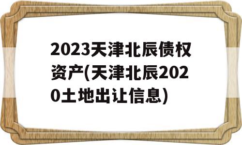 2023天津北辰债权资产(天津北辰2020土地出让信息)