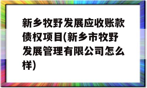 新乡牧野发展应收账款债权项目(新乡市牧野发展管理有限公司怎么样)