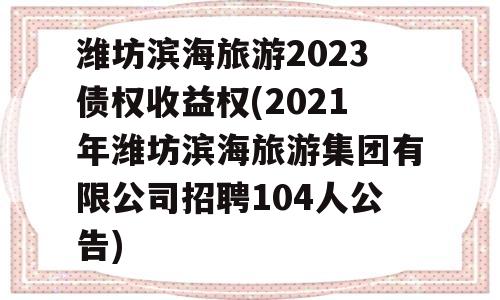 潍坊滨海旅游2023债权收益权(2021年潍坊滨海旅游集团有限公司招聘104人公告)