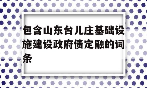 包含山东台儿庄基础设施建设政府债定融的词条