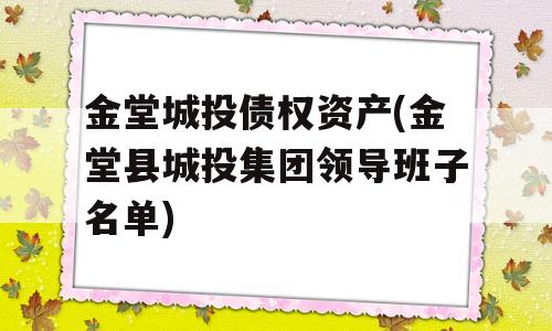 金堂城投债权资产(金堂县城投集团领导班子名单)