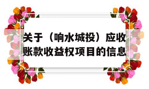 关于（响水城投）应收账款收益权项目的信息