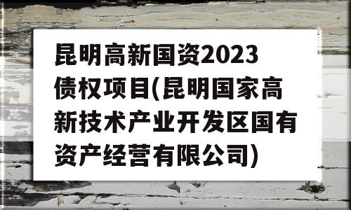 昆明高新国资2023债权项目(昆明国家高新技术产业开发区国有资产经营有限公司)