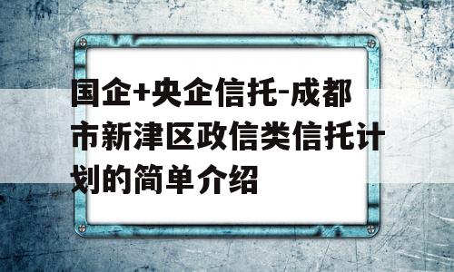 国企+央企信托-成都市新津区政信类信托计划的简单介绍