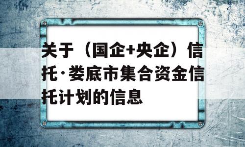 关于（国企+央企）信托·娄底市集合资金信托计划的信息