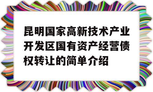 昆明国家高新技术产业开发区国有资产经营债权转让的简单介绍