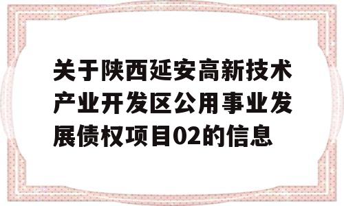 关于陕西延安高新技术产业开发区公用事业发展债权项目02的信息