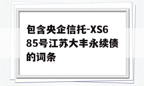 包含央企信托-XS685号江苏大丰永续债的词条