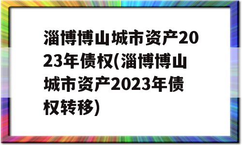 淄博博山城市资产2023年债权(淄博博山城市资产2023年债权转移)