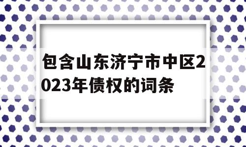 包含山东济宁市中区2023年债权的词条