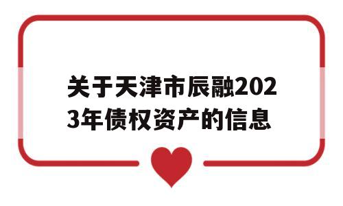 关于天津市辰融2023年债权资产的信息