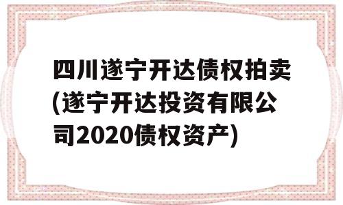 四川遂宁开达债权拍卖(遂宁开达投资有限公司2020债权资产)